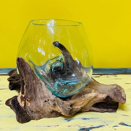 Bicchiere Vetro Fuso su Radice Calice Stile Etnico