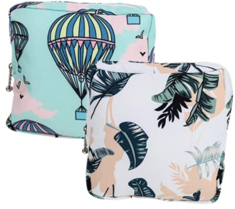 LALADEFIEE 2 piezas Bolsa para Compresas Femenina Portátil con Cremallera Organizador de Tampones y Accesorios de Viaje Diseño y Duradero para Uso Diario