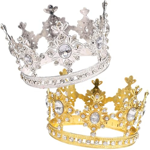 Mini Corona, 2 Pezzi Topper per Torta con Corona, Confezione Decorazioni per Torte a Forma di Copricapo di Elegante Delicata, per Matrimonio Feste di Compleanno