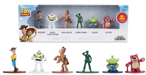 Jada Toys Disney Pixar Toy Story Figuras (6 Unidades) – Juego de 6 Figuras coleccionables de Metal en Paquete de Diorama, Figuras Nano-metálicas para Fans y niños a Partir de 8 años, 4 cm Cada uno