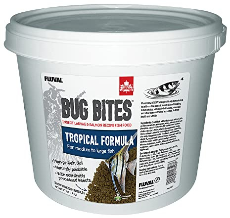 Fluval Bug Bites fiskmat, med insektlarver, för tropiska fisk, långsamt sjunkande granulat 1,4–1,6 mm, 1,7 kg