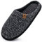 ONCAI Mens Slippers Black Knit Stripes Memory Foam Mule Slippers Slip On Warm House Indoor/Outdoor Shoes With Anti-skid Sole Size 9