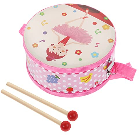 TOYANDONA Kinder Holz Trommel Spielzeug mit Verstellbaren Riemen Und Drumsticks Musical Instrument Spielzeug für Kleinkind Jungen Mädchen Geschenk Rosa