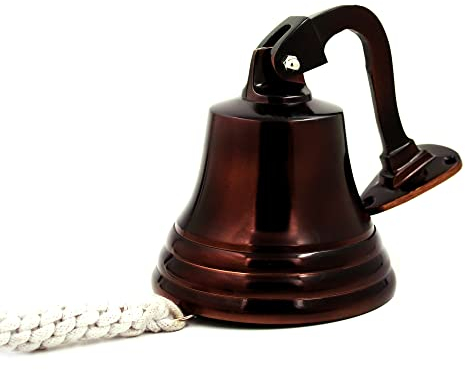 Campana de aluminio hecha a mano de cobre antiguo, campana náutica montada en la pared para la cena, Navidad, decoración marítima