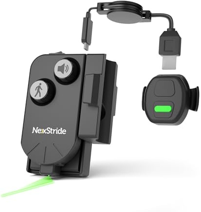 NexStride - Portable Audio & Visual Mobility Aid for Parkinson’s, Stroke, Walking Improvement | Laser Light & Sound Cueing Signals | Accessory to Attach to Any Cane, Walker, Walking Pole