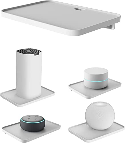 sciuU Universale Wall Mount, ABS Wall Shelf Holder for Routers, Google Home mini, Google Wifi, Security Camera, Sonos, Speakers, Smart Home, Nest WiFi System, Mi Box, Apple TV, White