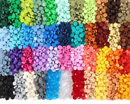 1 × 1 Rotondo Piastrelle × 2200 Pezzi in Multicolor, Blocchi da Costruzione Bulk Parti Mattoni per la Superficie Liscia del Pavimento, Accessori per Giocattoli Compatibile con le Principali Marche