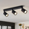 ANWIO Plafonnier Spots, 3 Spots de Plafond Led Intérieurs Base GU10, Spots de Plafond Noirs avec Base Rectangulaire, Spots de Plafond LED Rotatifs (Sans Ampoules).
