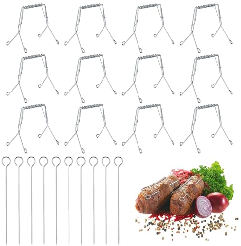 12 Stück Rouladenklammern Aus Edelstahl Wiederverwendbar, Mit 10 Stück 10cm Rouladennadeln Edelstahl Rostfrei, Für Die Schnelle und Unkomplizierte Herstellung