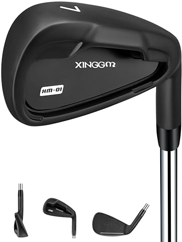 XINGGM XM-01 Einzelne Golf-Eisen oder Golf-Eisen Set – Premium Herren Golfschlägereisen mit Stahlschaft für Rechtshänder Golfer Stiff Flex (#7 Iron Single)