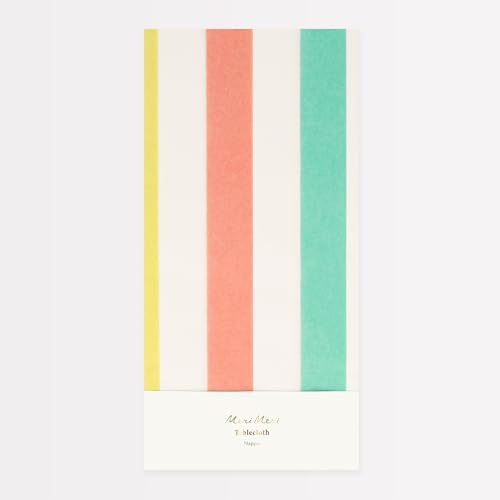 Meri Meri Multi Stripe Tablecloth - Pink Striped, FSC Mix Paper, 102 x 54 in, Party Essential