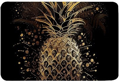 Oudrspo Badezimmermatten, Teppiche, rutschfest, waschbar, Bodenmatte, Badezimmerdekorationen, goldene Glitzerkiefer auf schwarzem Hintergrund, Badematte, Größe 40,6 x 61 cm