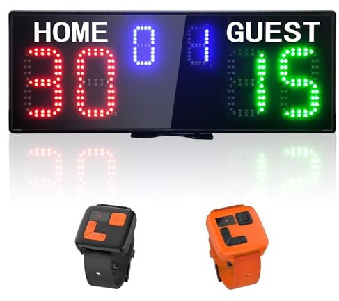 YZ LED Electronic Scoreboard with Watch Control, Digital Scoreboard with Remote, Portable Scoreboard Basketball, Digital Tennis Score Keeper for Net, Scoreboard for Outdoor Games Volleyball/Football