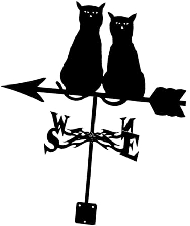 kowaku Wetterfahne, Katze, Wetterfahne, langlebige Statue, Outdoor-Garten-Kunstdekoration, Windrichtungsanzeiger, Wetterhahn, Messwerkzeuge