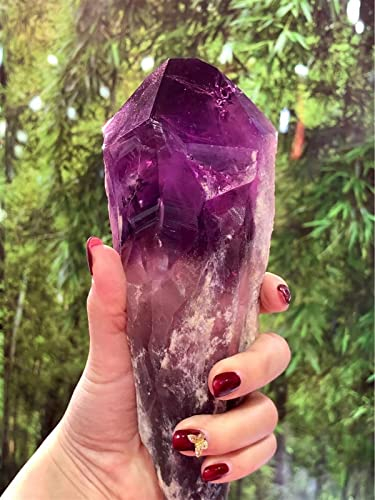 ZDVHOMCB decoración de la habitación Amatista Piedra en Bruto Amatista Natural Cuarzo Cristal Varilla Punto Espécimen Cetro Piedra Preciosa curativa (Size : 400-500g)