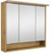 Lomadox Badezimmer Spiegelschrank Bad LED Beleuchtung 3 Türen offenes Fach Ablage in Eiche 75,2x72x15,6 cm