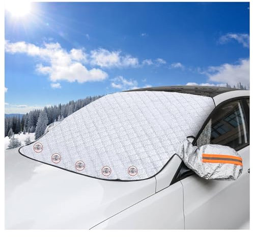 Frontscheibenabdeckung Auto Scheibenabdeckung Magnet Faltbare Frostabdeckung mit 5 Starken Magneten, UV-Schutz, Schutz gegen Schnee, EIS, Staubschutz, Winter & Sommer,160x110 cm