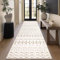 Homcomodar Boho Teppich Läufer 80x300cm Teppich Läufer Küchenteppich Läufer rutschfest Waschbar Läufer für Flur Wohnzimmer Eingang Schlafzimmer(Beige/Weiß)