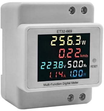 Medidor Inteligente Monitor De EnergíA Medidor Contador De Energía Monofásico CA 45-65Hz Medidor De Frecuencia De Potencia De Corriente De Voltaje Eléctrico Medidor De Energía De Carril Din Medidor De