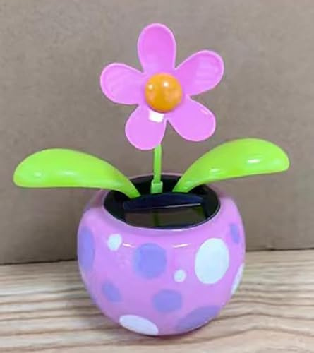 Rosojodg Pink Flower Solar Powered Dancing in Colorful Shape Flip Flap Animated Bobblehead Dancer Window Sun Catcher Car Dashboard Decor Solar Power Kits,Learning and Education