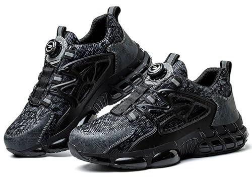 Arbeitsschuhe Damen,Arbeitsschuhe Herren, S3 Sicherheitsschuhe Damen Trends Drehknopf Anti-Smash Und Anti-Punktur Arbeit Versicherung Schuhe Leicht Sportlich Stahlkappenschuhe, Unisex