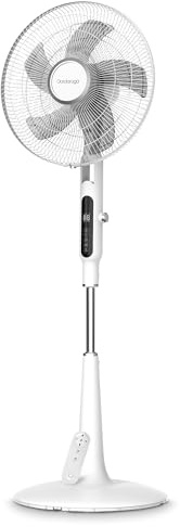 DARDARUGA Ventilatore a Piantana Digitale Oscillante, Design Premium, Silenzioso, Touch Screen, Night Mode, Antizanzare, Timer, Telecomando, Risparmio Energetico, Altezza Regolabile, BIANCO PERLA