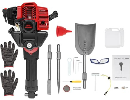 52CC 2-Stroke Petrol Gas Powered Tree Digging Machine Portable Handheld Excavator with 3 Interchangeable Heads 1900W High-Efficiency Post Hole Digger for Garden Land Trenching & Root Cutting