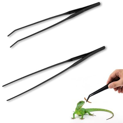 Long Tweezers 2-Pack, 10.6 Stainless | 2 Long Tweezers, Stainless Steel, for Reptile Feeding, Terrariums, Fish Tank, Aquarium