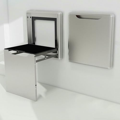 YYLMKMFC Taburete for Cambiar Zapatos de Metal montado en la Pared, Asiento Plegable con Almohadilla Suave, Silla Plegable, Taburete Oculto Multifuncional, sillas(B,Without armrest)