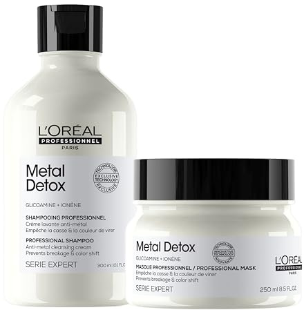 L'Oréal Professionnel Metal Detox Champú y Mascarilla, Anti-Metales, Protección del Color y Anti-Rotura, con Glicoamina, Pack 2 Unidades, 300 ml + 250 ml