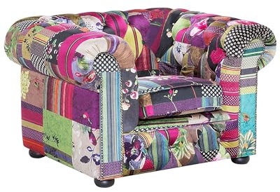 Beliani Stilvoller Sessel Polsterbezug Patchwork Motiv bunt Chesterfield