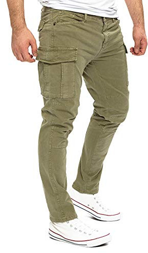Yazubi Jayden - Cargohose Herren - Slim Fit Cargo Hose Männer - Baumwoll Herrenhose, Grün (Dusky Green 170517), W38/L30