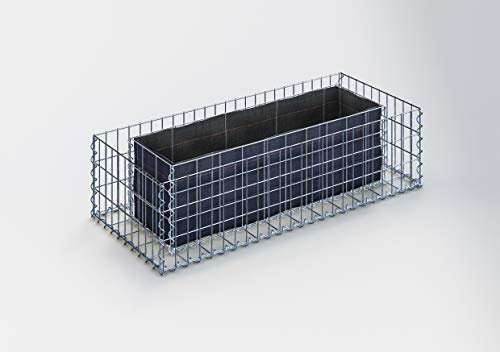 GABIONA Fioriera rialzata per gabbioni (lunghezza x altezza x larghezza): 120 x 30 x 50 cm | cesto quadrato in pietra come vaso per piante da giardino | larghezza maglie 5 x 10 cm