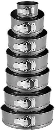 PINGEUI Set di teglie per torte in 7 misure, antiaderenti, con fondo rimovibile, per torte e cheesecake, 12/18/20/22/24/26/28 cm