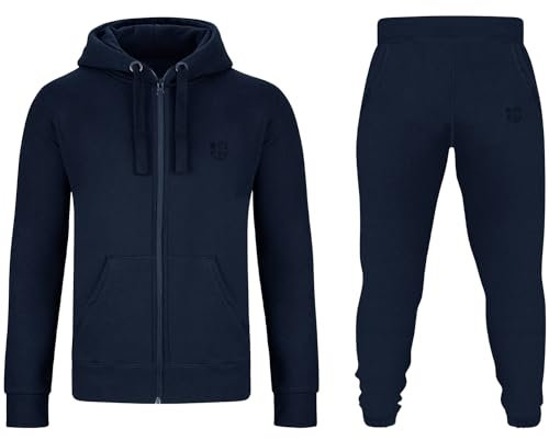 Gennadi Hoppe Herren Trainingsanzug Sportanzug Männer Jogginganzug Sweatanzug Track Suit Freizeitanzug Baumwolle weich kuschelig dehnbar bequem warm sportlich lässig modern blau blauer H6360 XL