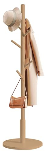 edihome, Garderobenständer, aus Holz, für Kleidung, 8 Haken, 172 x 38 x 38 cm, für Eingangsbereich, Flur oder Schlafzimmer (Holz)