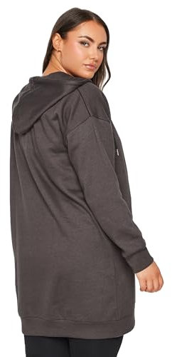 Yours Curve Grey Longline Zip Hoodie - Women's - Plus Size Curve