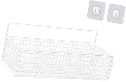 MagiDeal Étagères murales, panier mural suspendu pour le stockage, décoration de ferme, en fil métallique pour la cuisine, Fruits, légumes, Blanc L avec autocollant