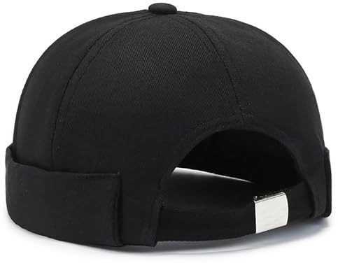 Noir Docker Bonnet Docker Cap Casquette sans Visiere Homme Femme Bob Bord Roulé Rétro Travailleur Marin Bonnet Docker Brimless Hat