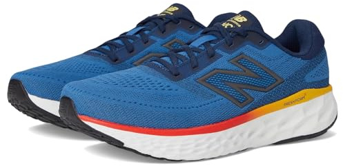 New Balance Men's Fresh Foam X Evoz V4 Running Shoe, Sea Stone/Nb Navy/Clementine, 9.5 Wide