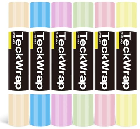 TECKWRAP Pastel Adhesive Vinyl Bundle, Boho Permanent Vinyl, 6 Rolls 30.5cm x 1.5m (12in x 5ft) Adhesive Vinyl Rolls for Cricut & Silhouette Cutting Machines, Indoor & Outdoor Decals