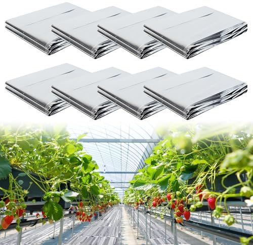8 Pièces Film Réfléchissant pour Plantes, 160 * 210 Cm Film Réfléchissant Silver Plant, Réfléchissant Film, Hautement Réfléchissant Idéal pour Une Utilisation en Jardin Ou dans Une Serre