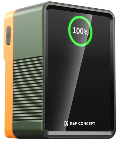 K&F CONCEPT Batterie V Mount,99Wh 6700mAh/14.8V Mini Batterie V Lock avec 100W Charge Rapide USB-C PD avec Écran Couleur TFT,D-Tap/Type-A/DC/USB-A/Type-C Ports pour Caméscope, Moniteur, Caméra