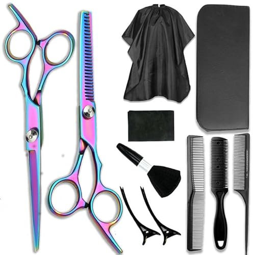 Forbici Parrucchiere, 11 Pezzi Forbici Parrucchiere Professionali, Forbici Capelli Da 6,7 Pollici, Forbici Barbiere, Con Mantello Da Parrucchiere, Per Famiglie, Saloni, Donne, Uomini e Bambini