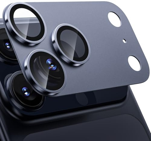 WSKEN Protezione per obiettivo della fotocamera per iPhone 17 Pro, piastra in metallo opaco di grado militare infrangibile 9H, in vetro temperato, anti-impronte, resistente ai graffi, compatibile con