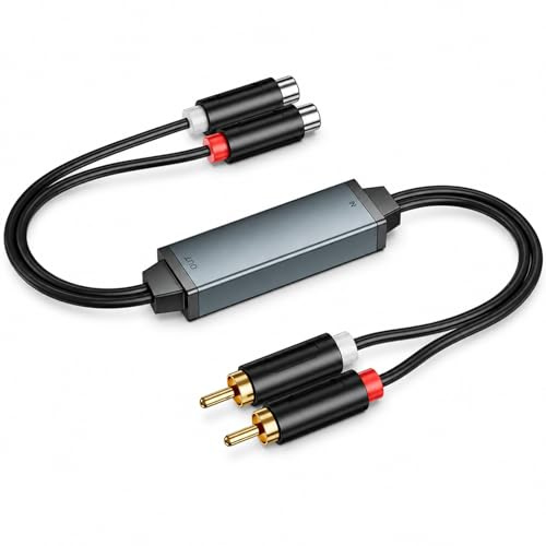 Entstörfilter, RCA-Rauschunterdrücker, Ground Loop Isolator 3,5 mm Audiokabel Doppeltem RCA-Stecker auf Buchse Audiokabel für Auto-Audio-Systeme/Heim-Stereoanlagen, Auto Radio Entstörer Noise Filter
