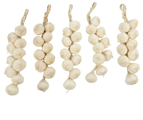 ComfyHarbor 5 decorazioni realistiche con aglio finto, verdure artificiali in schiuma per Halloween, casa infestata, cucina, feste, ornamenti leggeri bianchi (aglio bianco)