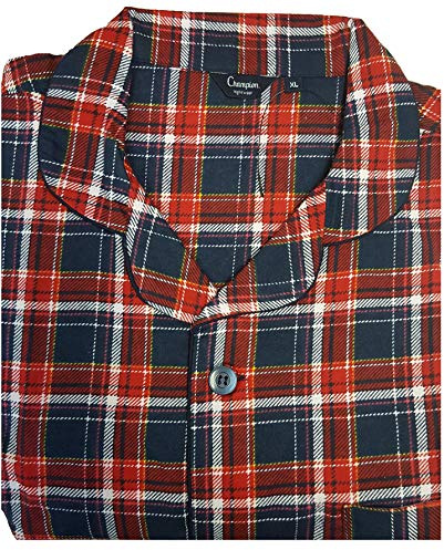 KENTEX Men's Traditional Warm Flannel Pyjama Set Thermal 100% Cotton napped Flannelette M L XL XXL 3XL 4XL 5XL (Medium, red-3187)
