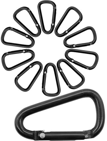 OUTDOOR SAXX 10x Mini Aluminium-Karabiner, Material-Karabiner, schwarz, 4 cm, 10er Pack