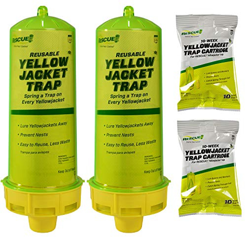 RESCUE! Reusable Yellowjacket Trap - 2 Pack + 2 Ten-Week Refills